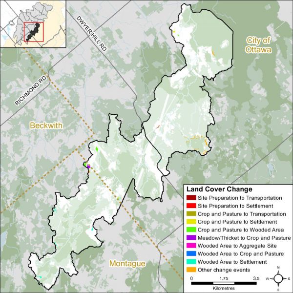 Figure xx Land cover change in the Nichols Creek catchment (2014)