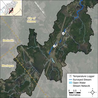 Figure XX Temperature logger locations in the Nichols Creek catchment