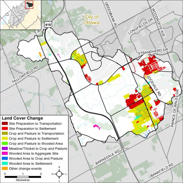 Figure xx Land cover change in the Barrhaven catchment (2014)