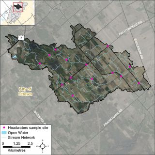 Figure XX Locations of the headwater sampling sites in the Flowing Creek catchment