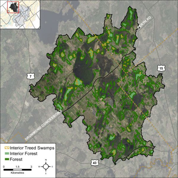 Figure 34 Woodland cover and forest interior (2014)