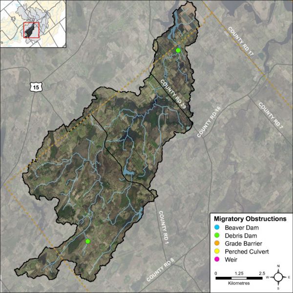 Figure 52 Migratory obstructions observed along Hutton Creek