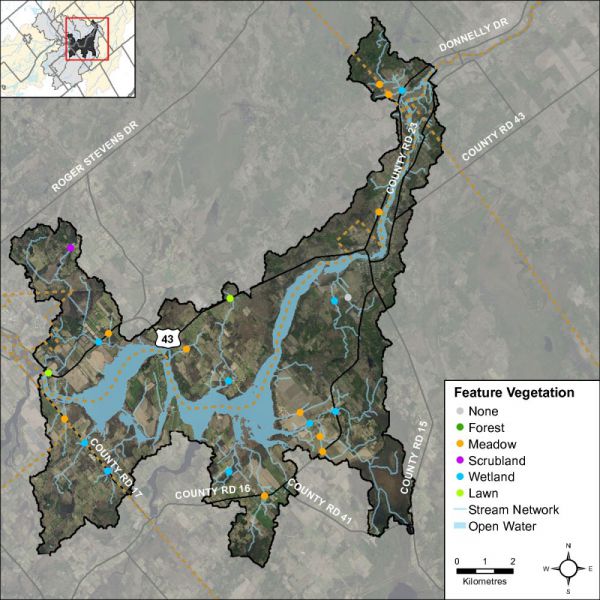 Figure 18 Headwater feature vegetation types in the Rideau – Merrickville catchment