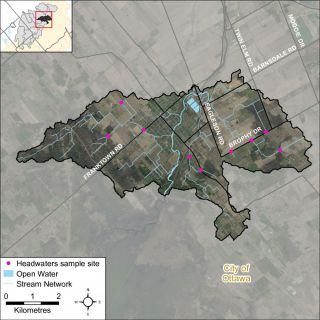 Figure XX Locations of the headwater sampling sites in the Jock River Richmond catchment