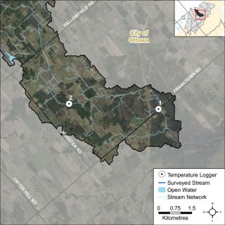 Figure XX Temperature logger locations in the Hobbs Drain catchment