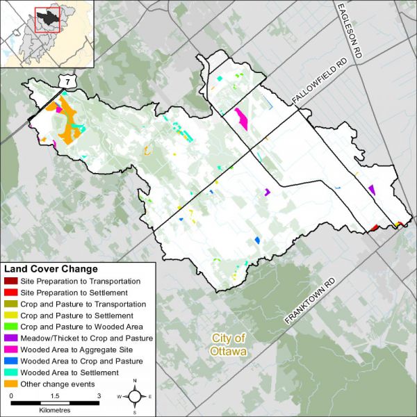 Figure xx Land cover change in the Flowing Creek catchment (2014)