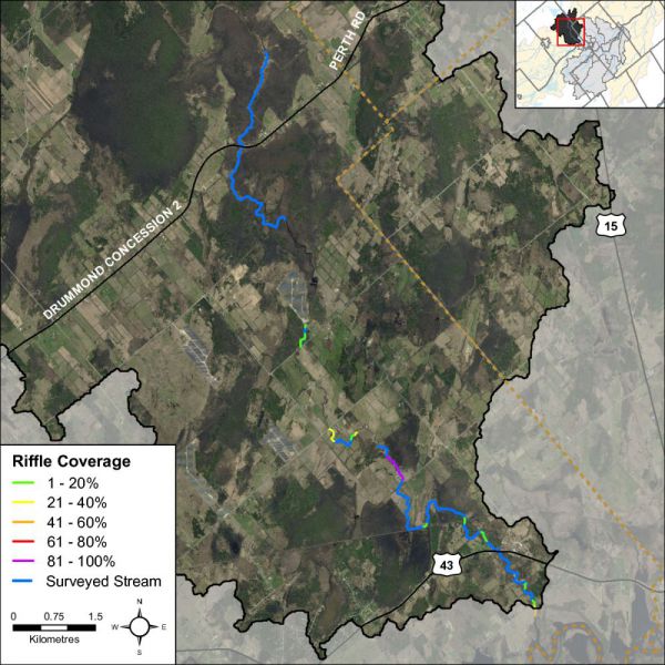 Figure 33 Riffle habitat locations along Black Creek