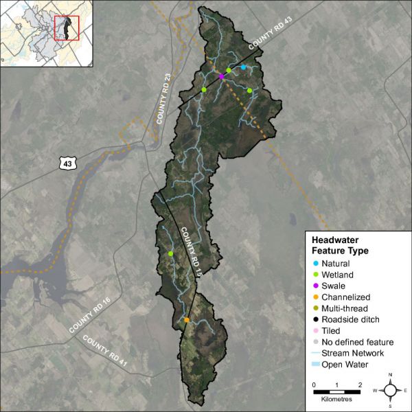 Figure 46 Headwater feature types in the Dales Creek catchment