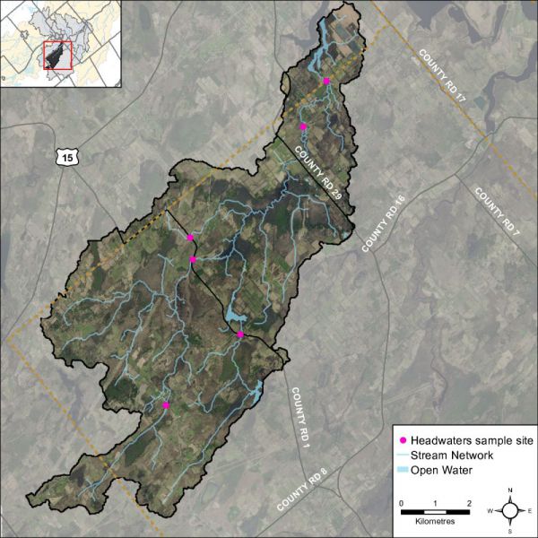 Figure 43 Locations of the headwater sampling sites in the Hutton Creek catchment