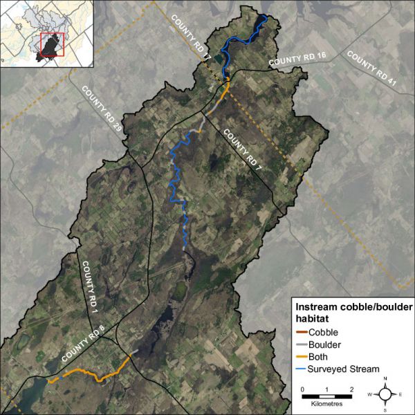 Figure 25 Instream substrate cobble and boulder along Irish Creek