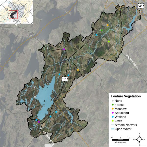 Figure XX headwater feature vegetation types in Otter Creek