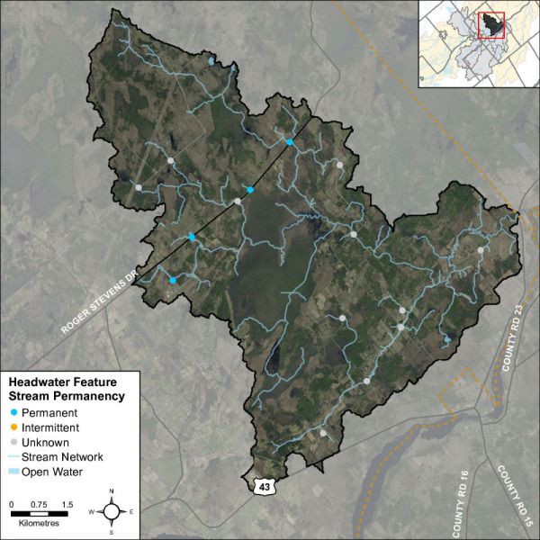 Figure 45 Headwater feature flow conditions in the Rideau Creek catchment