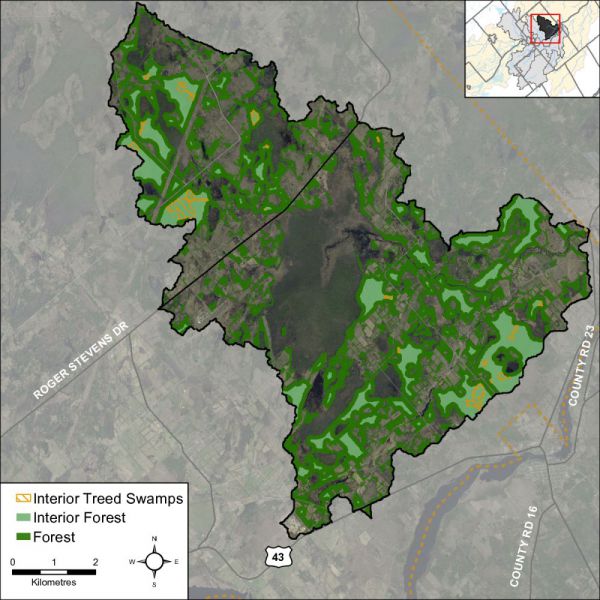 Figure 34 Woodland cover and forest interior (2014)