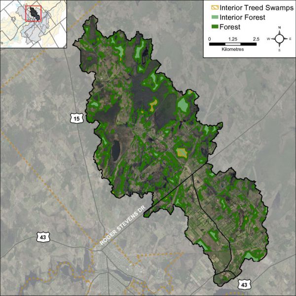 Figure 34 Woodland cover and forest interior (2014)