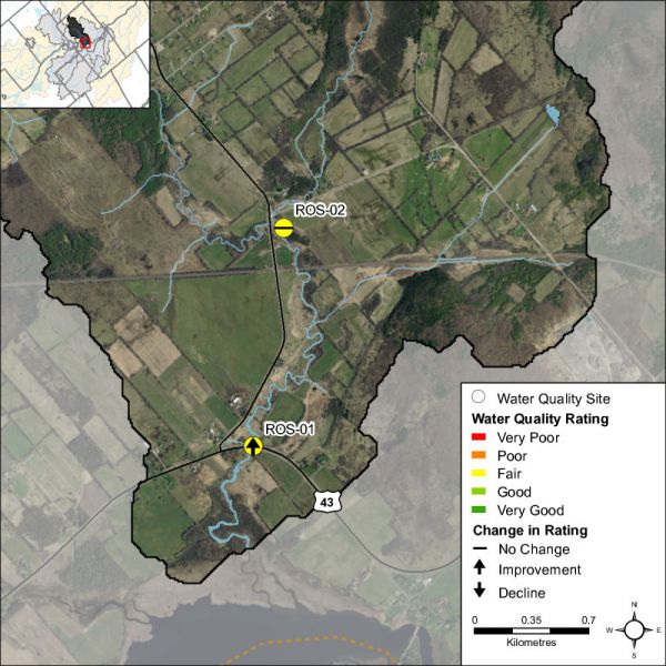 Figure 1 Water quality monitoring sites on Rosedale Creek 