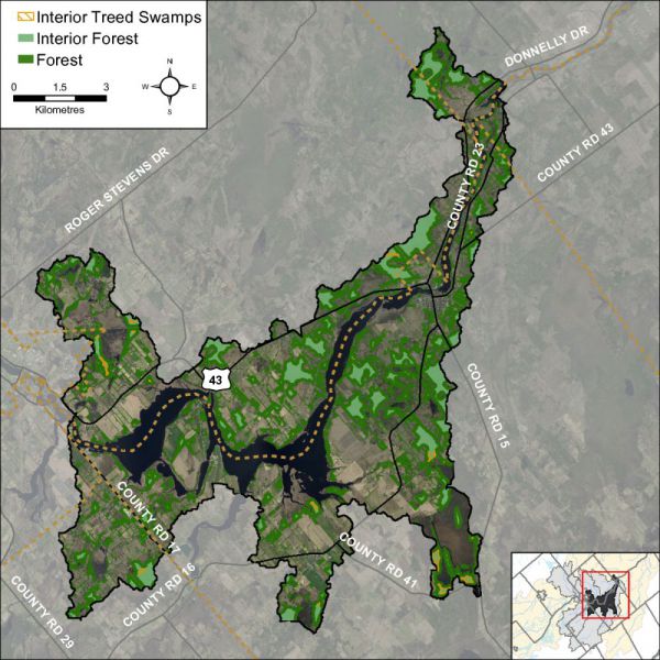 Figure 34 Woodland cover and forest interior (2014)