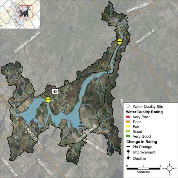 Figure 1 Water quality monitoring sites on the Rideau River in the Rideau River-Merrickville Catchment 