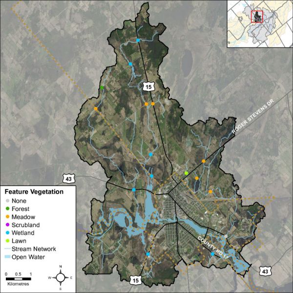 Figure 7 Headwater feature vegetation types in the Rideau - Smiths Falls catchment