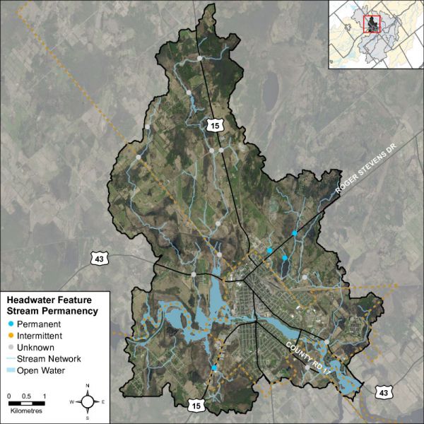 Figure 5 Headwater feature flow conditions in the Rideau - Smiths Falls catchment